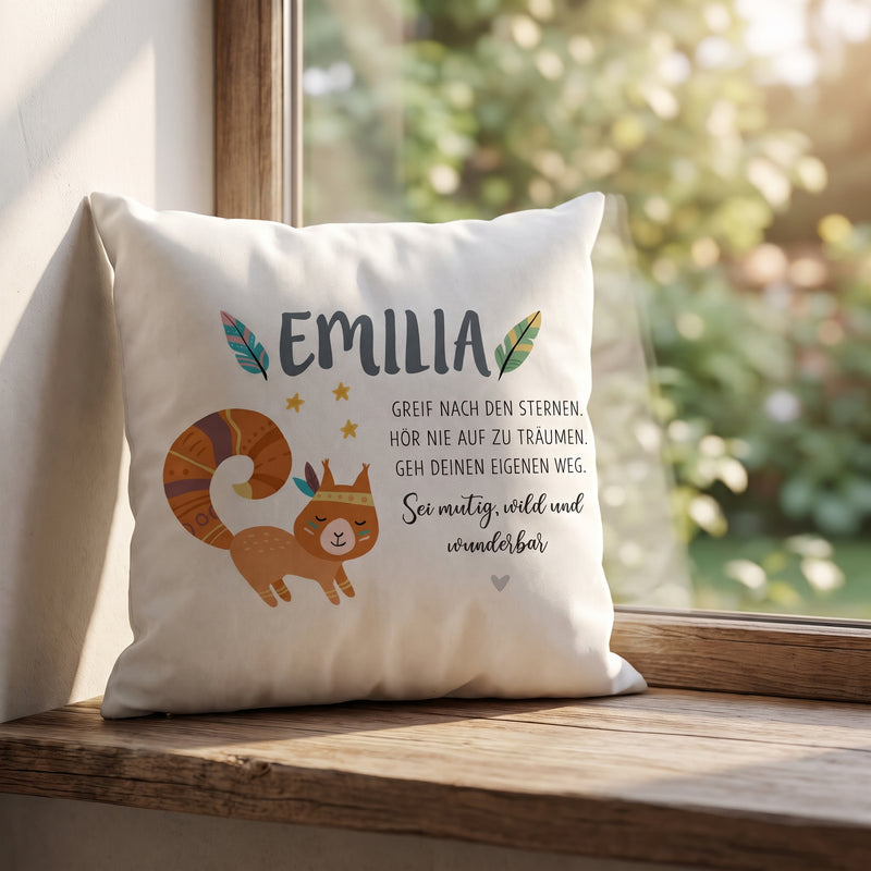 Kinderkissen Eichhörnchen Boho