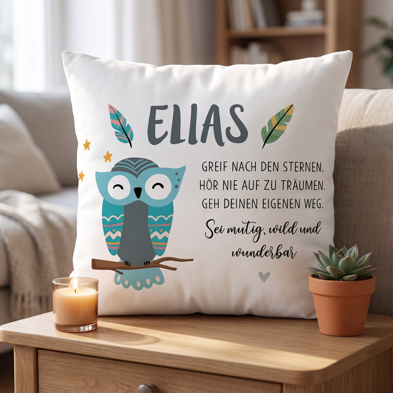 Kinderkissen Eule Boho