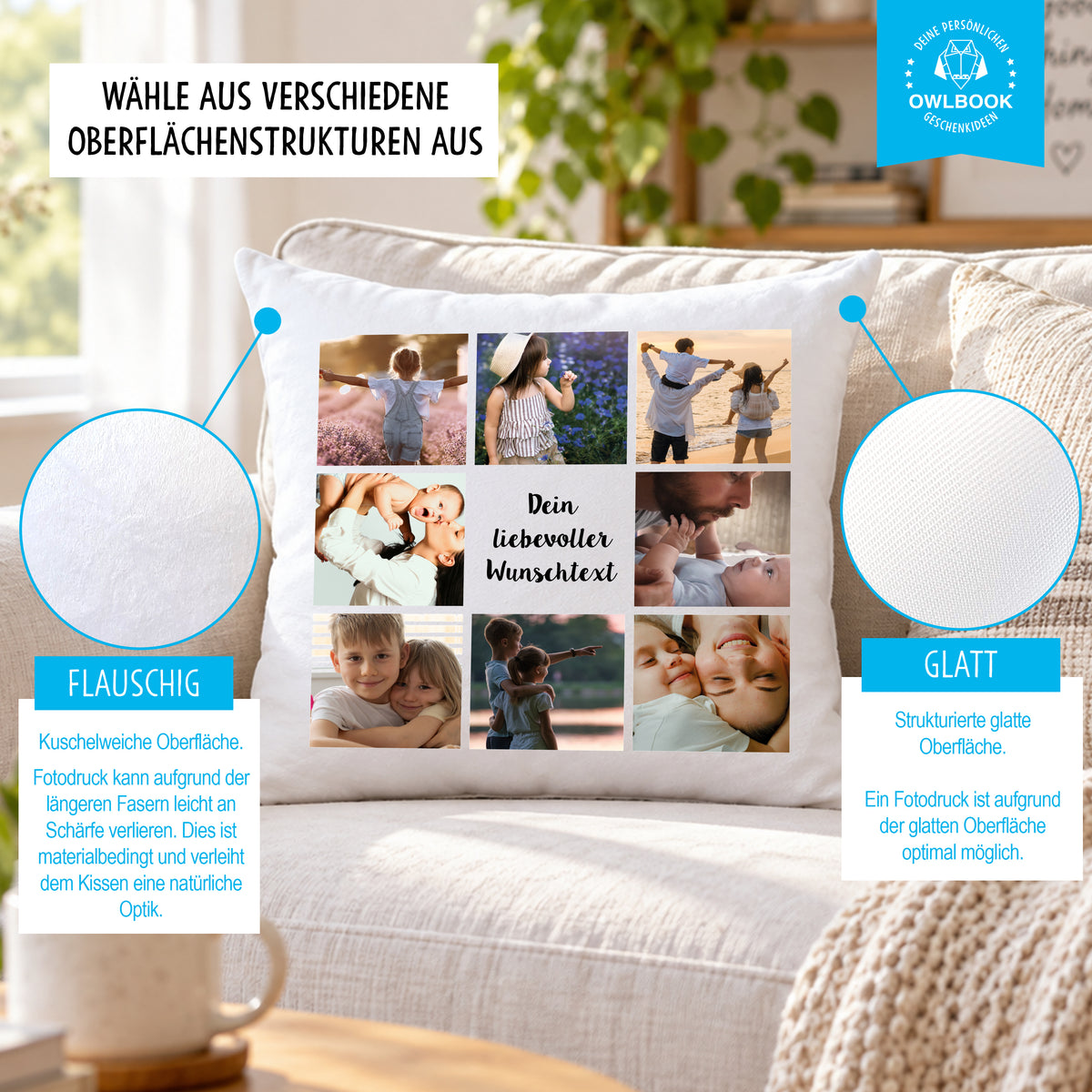 Fotokissen mit eigenem Foto personalisiert – inklusive Füllung