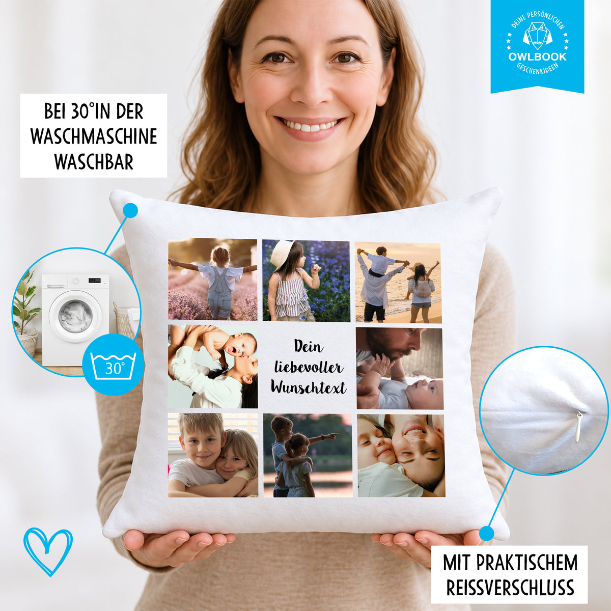 Fotokissen mit eigenem Foto personalisiert – inklusive Füllung