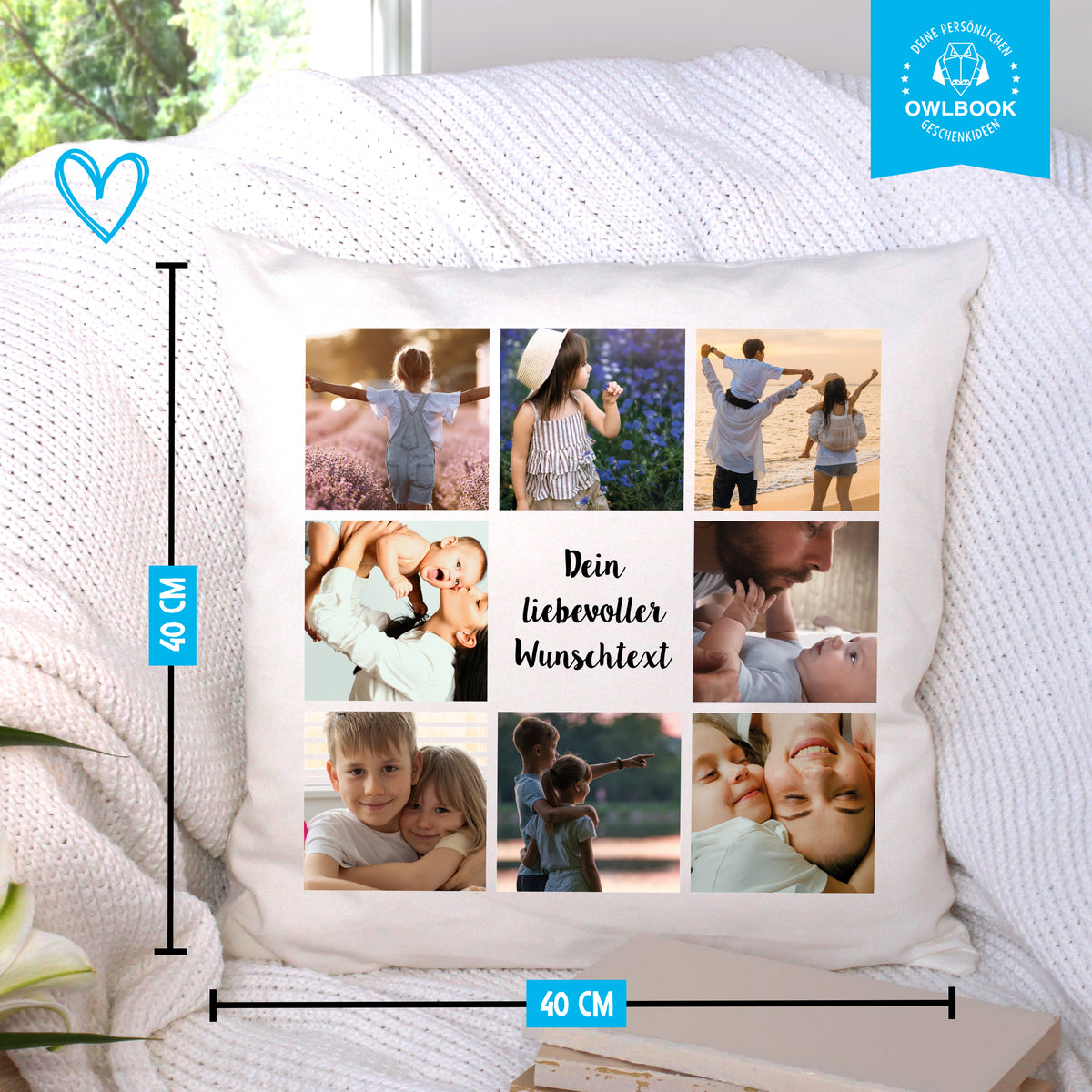 Fotokissen mit eigenem Foto personalisiert – inklusive Füllung