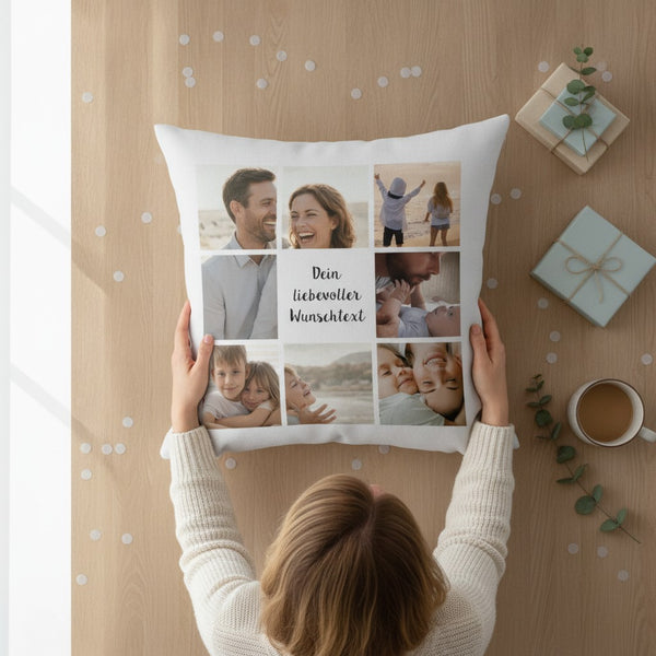Fotokissen mit eigenem Foto personalisiert – inklusive Füllung – Skandinavisch, von oben, Geburtstag