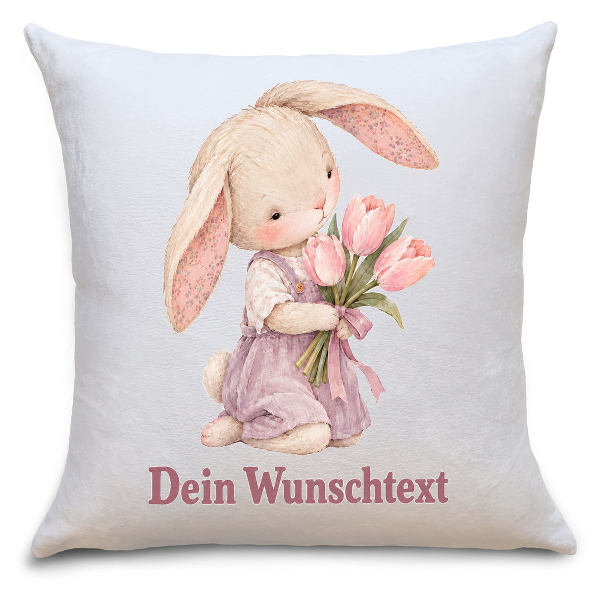 Namenskissen für Mädchen mit Hasen-Motiv – personalisiert mit Namen