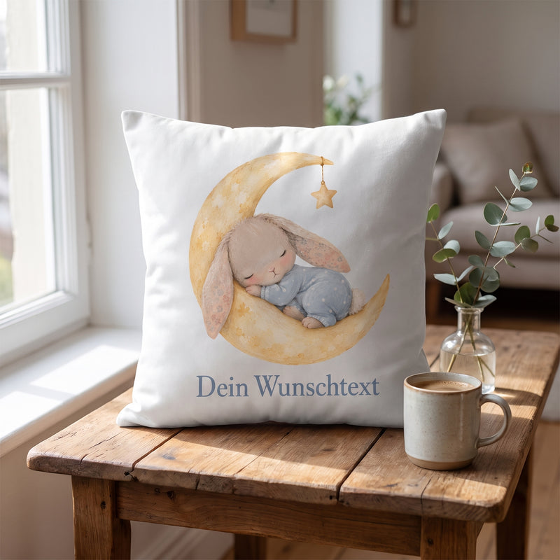 Kinderkissen mit Hasenmotiv – personalisiert mit Namen