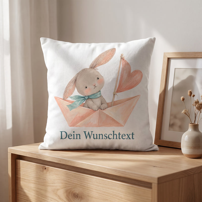 Kuschelkissen mit Namen für Kinder – personalisiertes Hasen-Kissen
