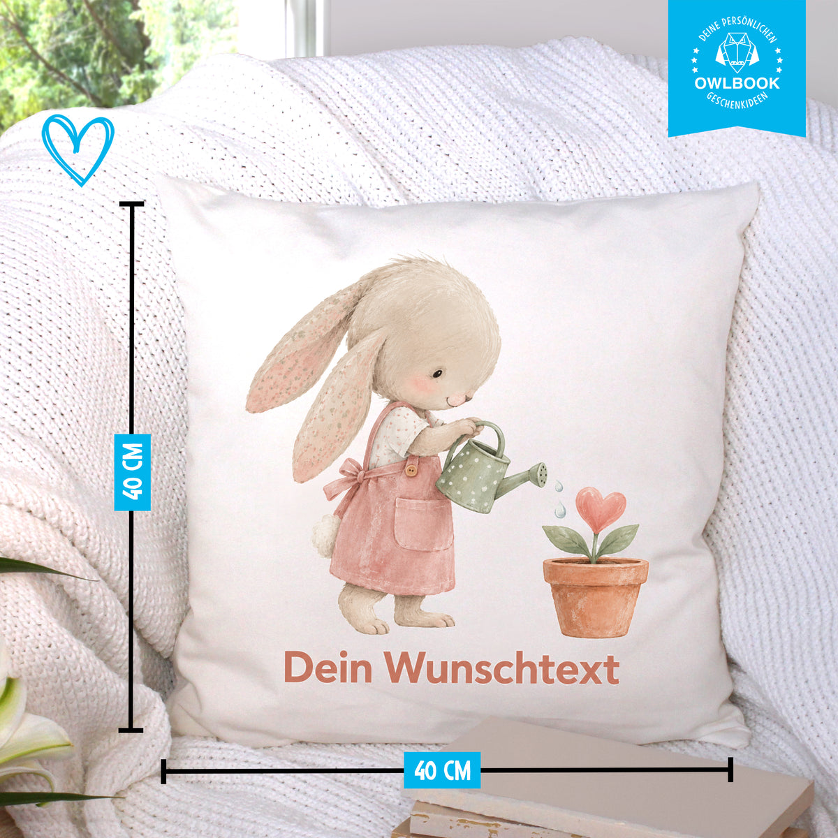 Kissen mit Namen für Mädchen – personalisiertes Hasen-Kissen fürs Kinderzimmer