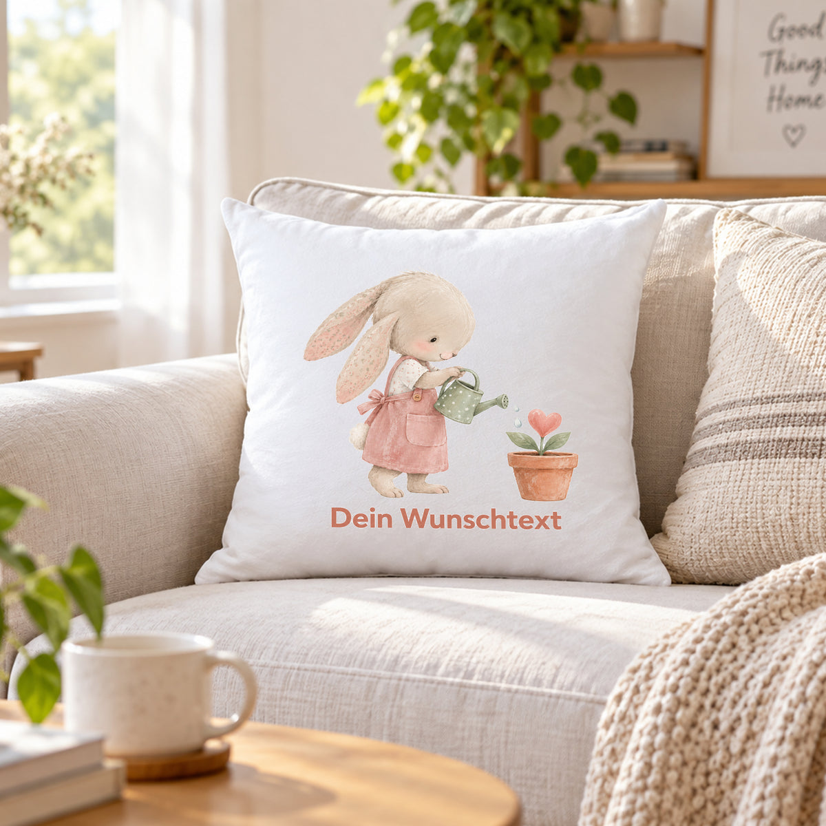 Kissen mit Namen für Mädchen – personalisiertes Hasen-Kissen fürs Kinderzimmer