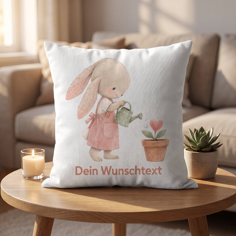 Kissen mit Namen für Mädchen – personalisiertes Hasen-Kissen fürs Kinderzimmer