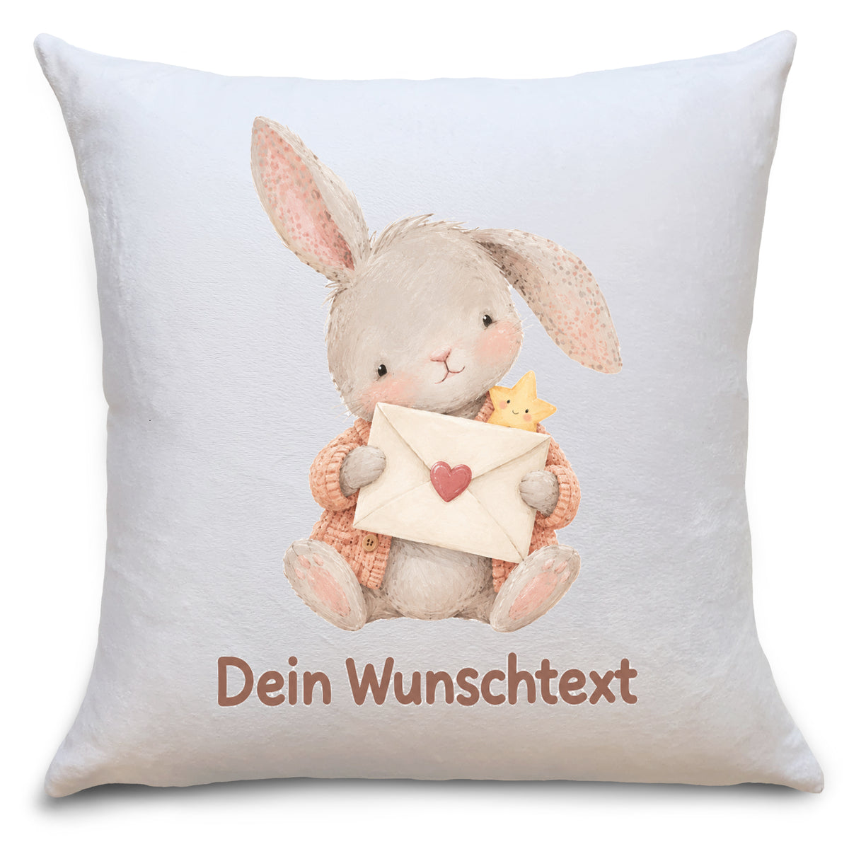Kissen für Kinder personalisiert mit Hasen-Motiv und Namen