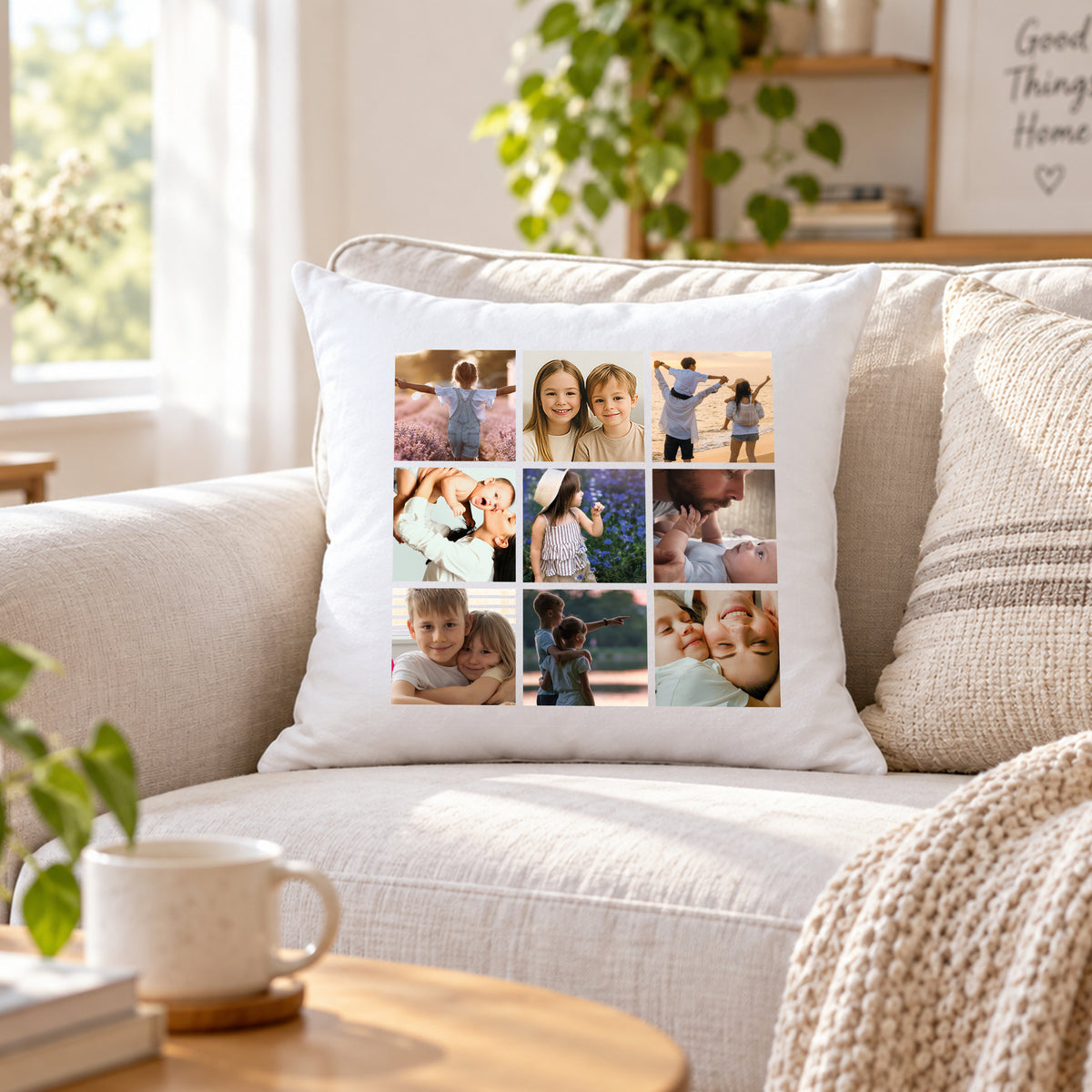 Fotokissen personalisiert mit 9 eigenen Fotos, optional mit Füllung