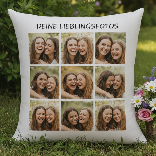 Fotokissen personalisiert mit 9 eigenen Fotos, optional mit Füllung – Draußen, Muttertag