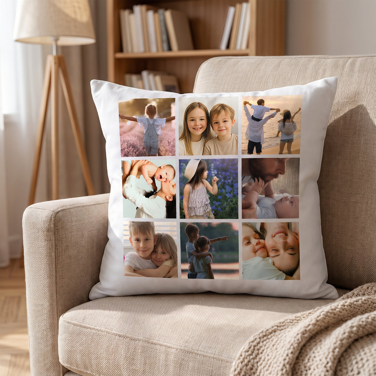 Fotokissen personalisiert mit 9 eigenen Fotos, optional mit Füllung