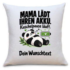  Mama Lädt Ihren Akku auf - Muttertag Geschenk für Mama Geburtstag - Weihnachten, Nikolaus, Danke an Mutti, mit Foto und Text personalisierbar, Polyester, waschbar bei 30 Grad