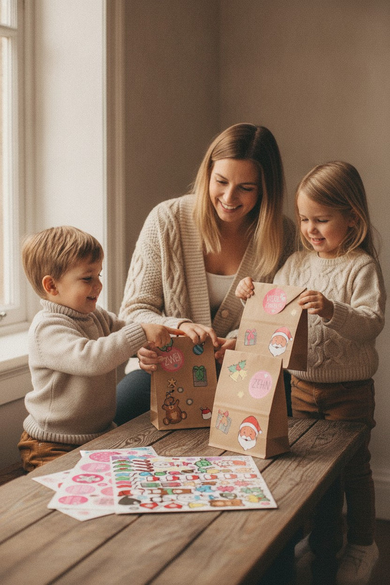 Adventskalender zum Befüllen Rosa Wort-Zahlen