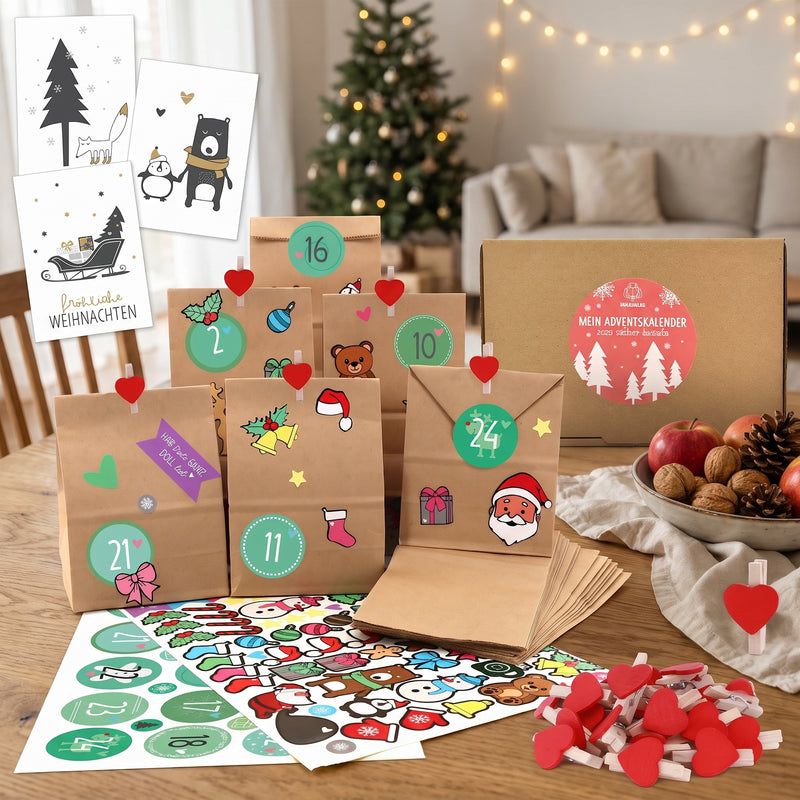 Adventskalender zum Befüllen Grüne Zahlen