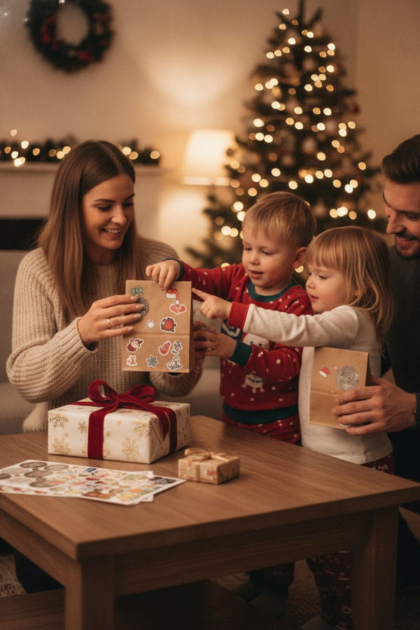 Adventskalender zum Befüllen Graue Wort-Zahlen – Geschenkmoment, Weihnachten
