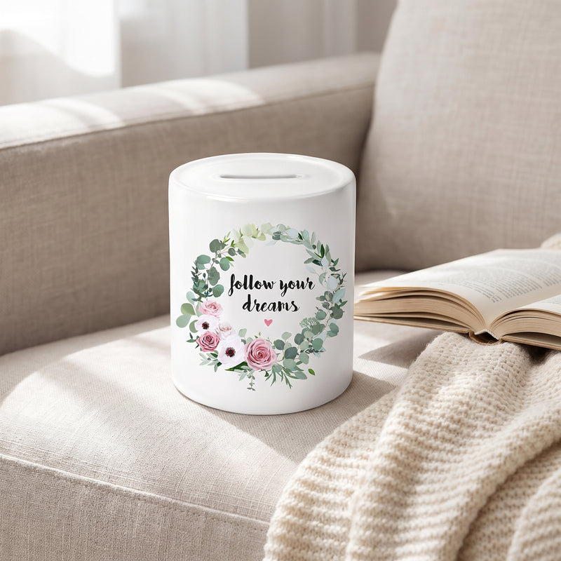 Follow your dreams mit Blumenkranz