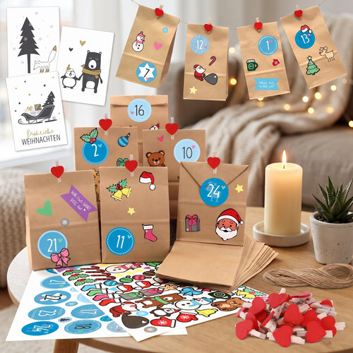 Adventskalender zum Befüllen Blauen Zahlen