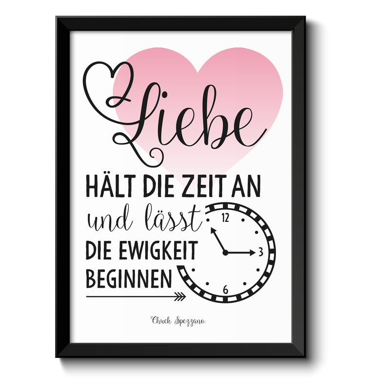 Auf diesem Bild ist folgendes zu sehen: Bild Liebe hält die Zeit an als Geschenke Geschenkideen zu Geburtstag Jahrestag Hochzeitstag Weihnachten von OWLBOOK