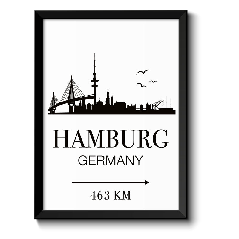 Auf diesem Bild ist folgendes zu sehen: Bild Hamburg Skyline als Geschenke Geschenkideen zu Geburtstag Reise  Weihnachten von OWLBOOK