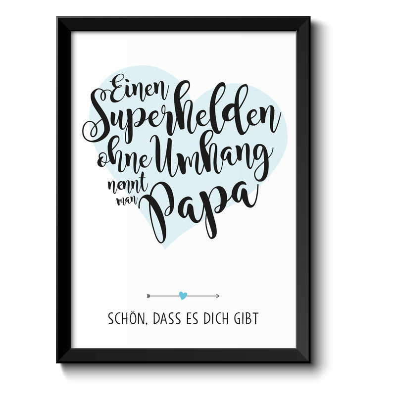 Auf diesem Bild ist folgendes zu sehen: Bild Superheld Papa  als Geschenke Geschenkideen zu Geburtstag  Danksagung Weihnachten von OWLBOOK