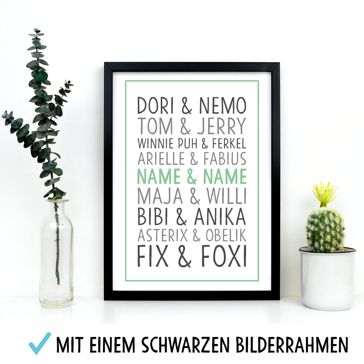 Auf diesem Bild ist folgendes zu sehen: Bild Namensbild Eichhörnchen Boho als Geschenke Geschenkideen zu Taufe    von OWLBOOK