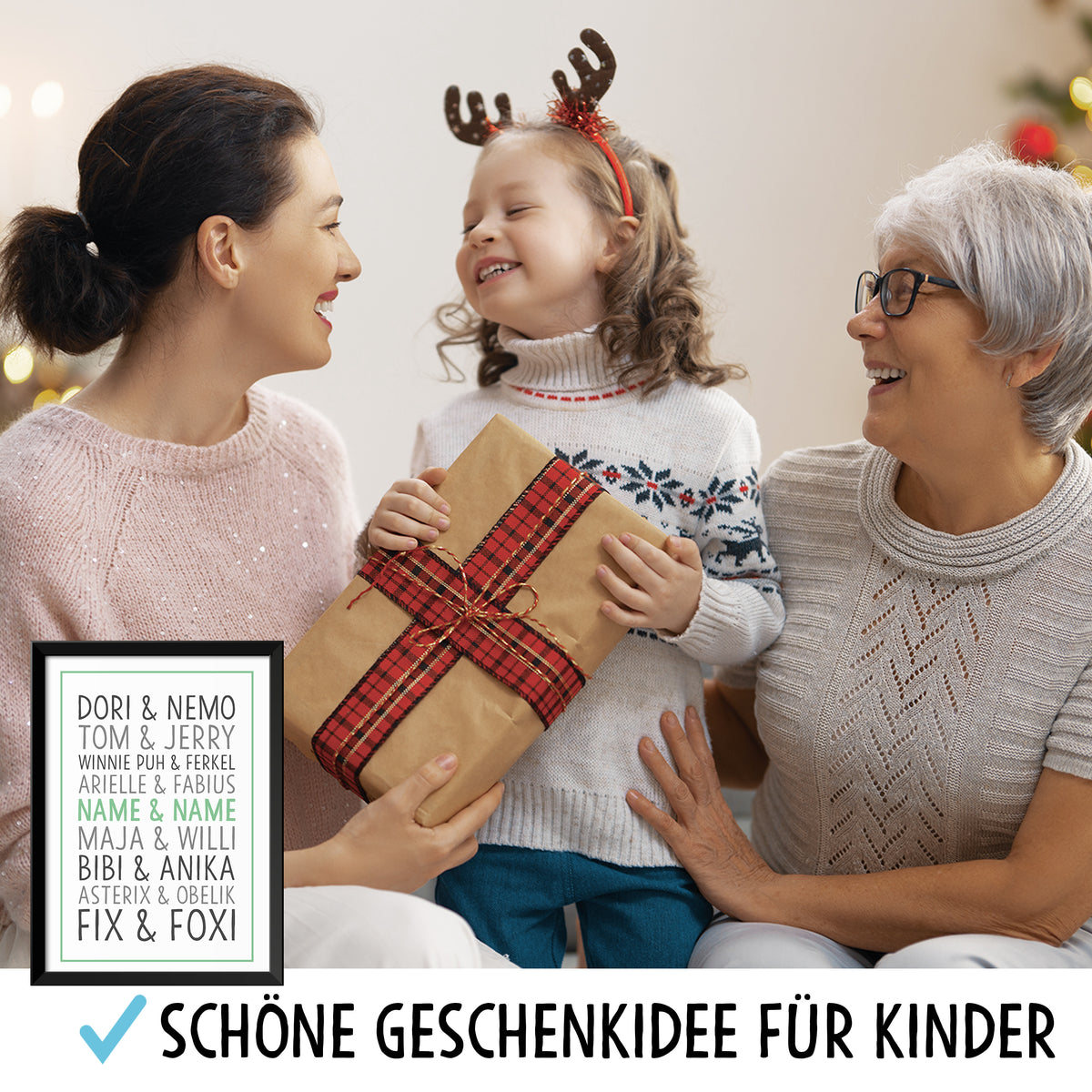 Auf diesem Bild ist folgendes zu sehen: Bild Namensbild Eichhörnchen Boho als Geschenke Geschenkideen zu Taufe    von OWLBOOK