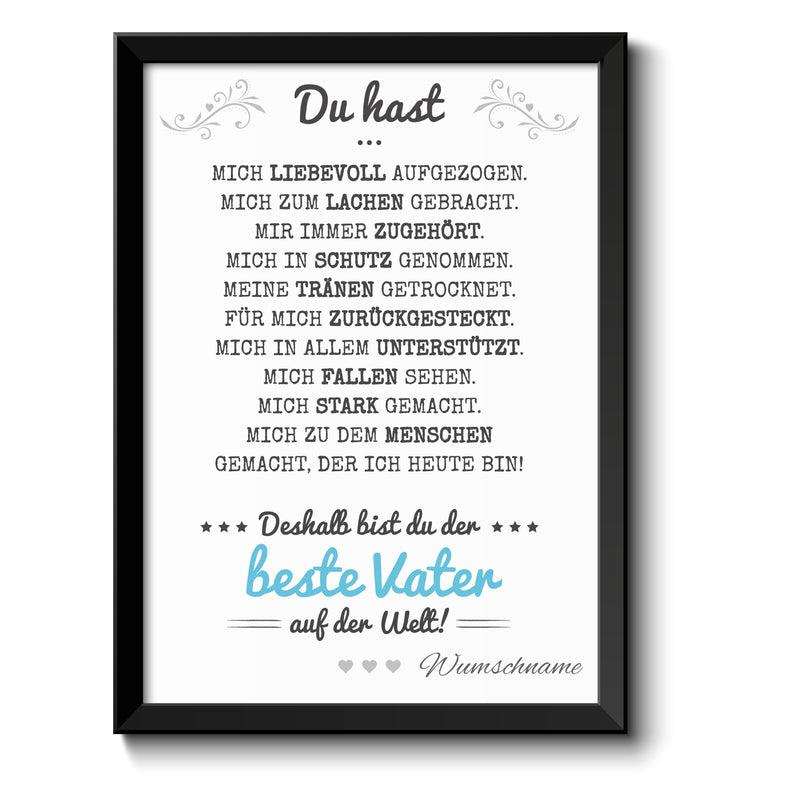 Auf diesem Bild ist folgendes zu sehen: Bild Bester Vater als Geschenke Geschenkideen zu Danksagung  Geburtstag Weihnachten von OWLBOOK