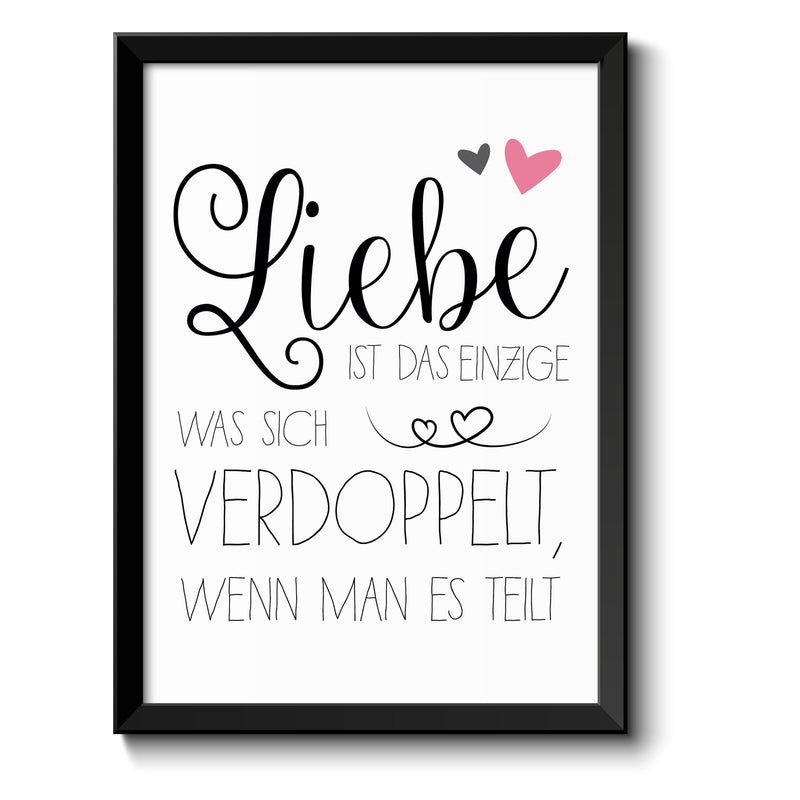 Auf diesem Bild ist folgendes zu sehen: Bild Liebe verdoppelt scih als Geschenke Geschenkideen zu Geburtstag Jahrestag Hochzeitstag Weihnachten von OWLBOOK