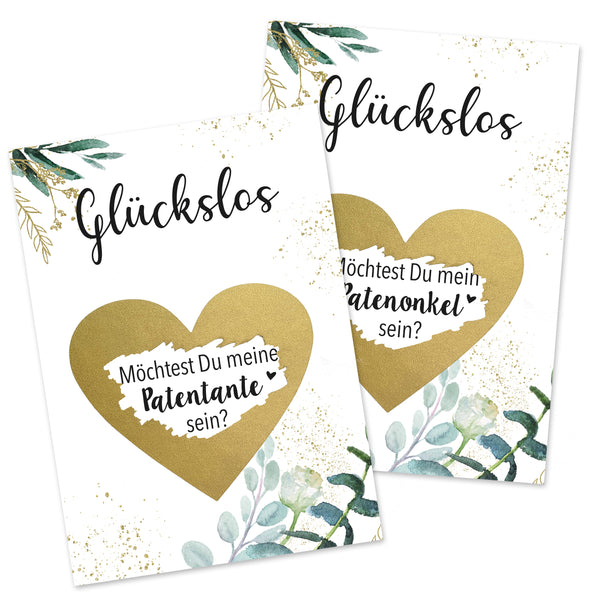 2er Set Rubbelkarte Patentante und Patenonkel Fragen