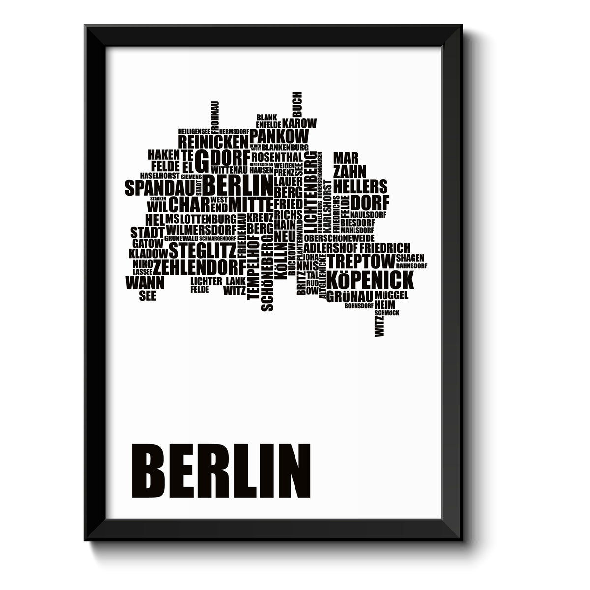 Auf diesem Bild ist folgendes zu sehen: Bild Berlin Karte mit allen Berliner Stadtbezirken als Geschenke Geschenkideen zu Geburtstag Reise  Weihnachten von OWLBOOK