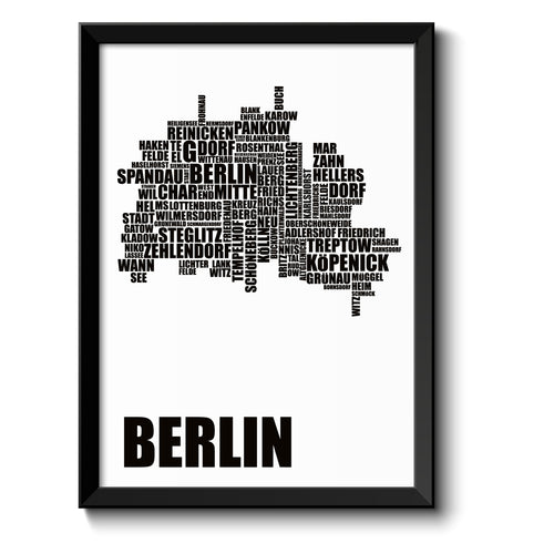 Auf diesem Bild ist folgendes zu sehen: Bild Berlin Karte mit allen Berliner Stadtbezirken als Geschenke Geschenkideen zu Geburtstag Reise  Weihnachten von OWLBOOK