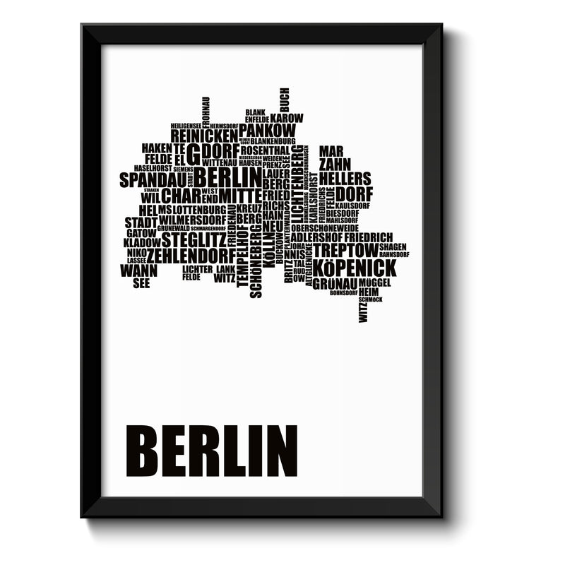 Auf diesem Bild ist folgendes zu sehen: Bild Berlin Karte mit allen Berliner Stadtbezirken als Geschenke Geschenkideen zu Geburtstag Reise  Weihnachten von OWLBOOK