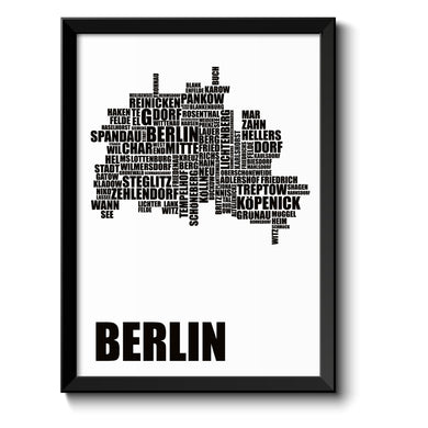 Auf diesem Bild ist folgendes zu sehen: Bild Berlin Karte mit allen Berliner Stadtbezirken als Geschenke Geschenkideen zu Geburtstag Reise  Weihnachten von OWLBOOK