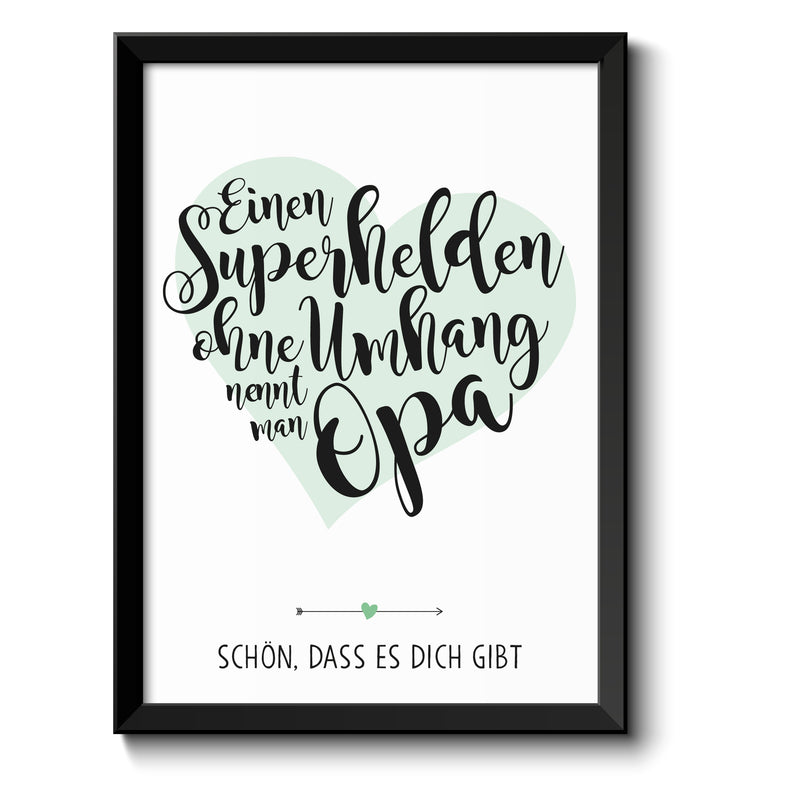Auf diesem Bild ist folgendes zu sehen: Bild Superheld Opa als Geschenke Geschenkideen zu Danksagung  Geburtstag Weihnachten von OWLBOOK