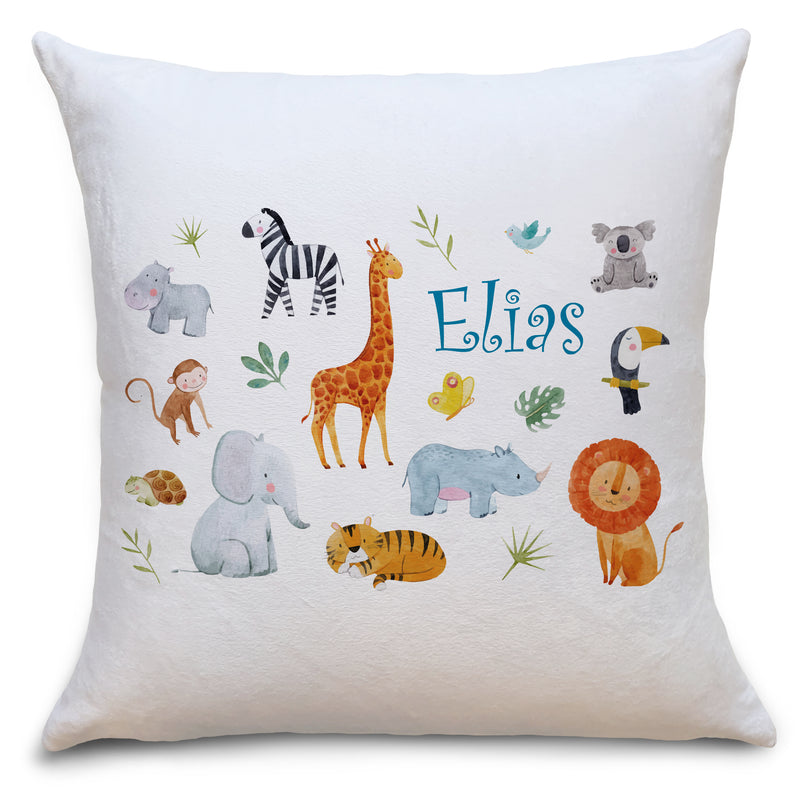 Auf diesem Bild ist folgendes zu sehen: Kissen Safari Tiere als Geschenke Geschenkideen zu Weihnachten    von OWLBOOK