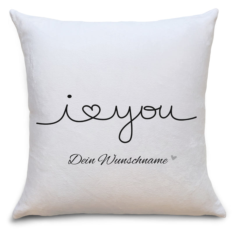 Auf diesem Bild ist folgendes zu sehen: Kissen I Love You als Geschenke Geschenkideen zu Geburtstag Romantisches Weihnachten  von OWLBOOK