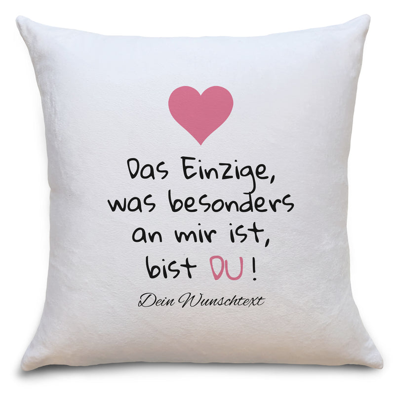 Auf diesem Bild ist folgendes zu sehen: Kissen Einzige DU als Geschenke Geschenkideen zu Geburtstag Romantisches Weihnachten  von OWLBOOK