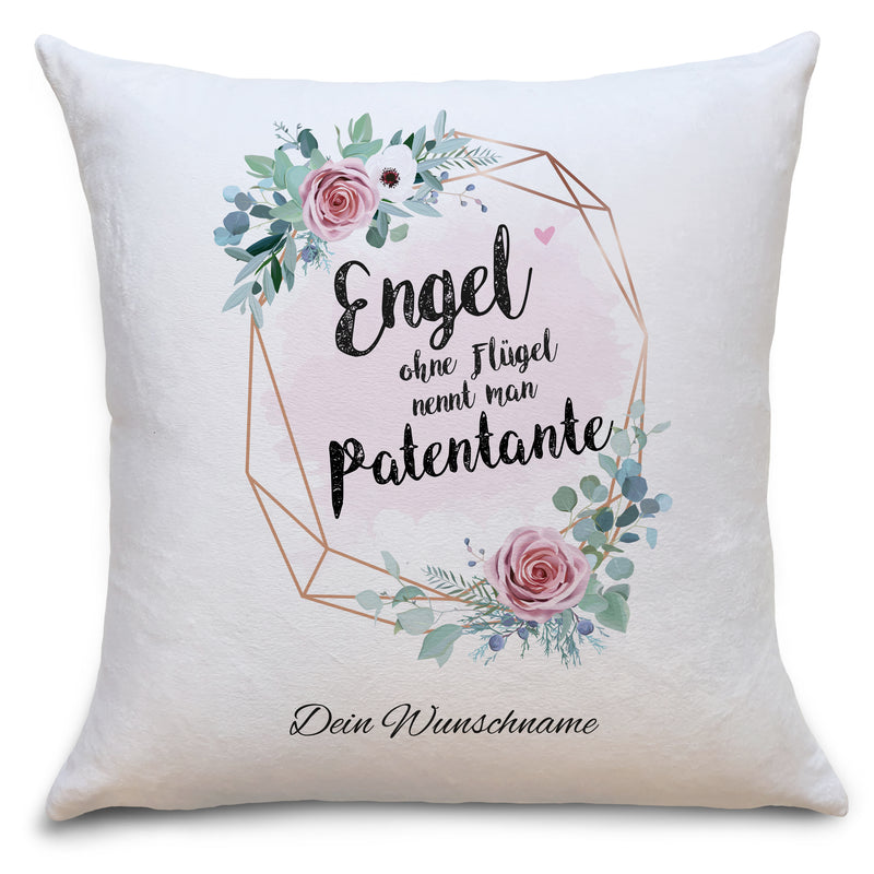 Auf diesem Bild ist folgendes zu sehen: Kissen Engel Patentante als Geschenke Geschenkideen zu Geburtstag Geburt & Schwangerschaft Danksagung Weihnachten von OWLBOOK