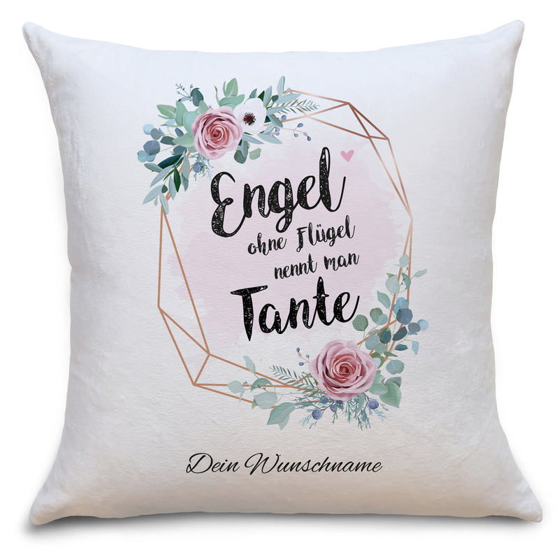 Auf diesem Bild ist folgendes zu sehen: Kissen Engel Tante als Geschenke Geschenkideen zu Geburtstag Geburt & Schwangerschaft Danksagung Weihnachten von OWLBOOK