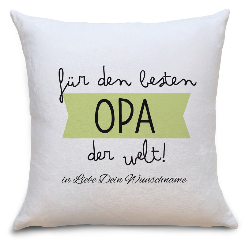 Auf diesem Bild ist folgendes zu sehen: Kissen Bester Opa der Welt als Geschenke Geschenkideen zu Geburtstag Glückwünsche Danksagung Weihnachten von OWLBOOK