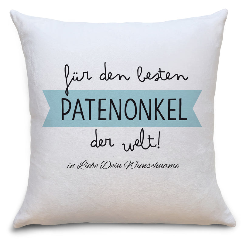 Auf diesem Bild ist folgendes zu sehen: Kissen Bester Patenonkel als Geschenke Geschenkideen zu Geburtstag Geburt & Schwangerschaft Danksagung Weihnachten von OWLBOOK
