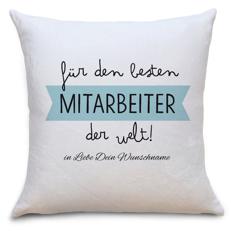 Auf diesem Bild ist folgendes zu sehen: Kissen Bester Mitarbeiter als Geschenke Geschenkideen zu Geburtstag Danksagung  Weihnachten von OWLBOOK