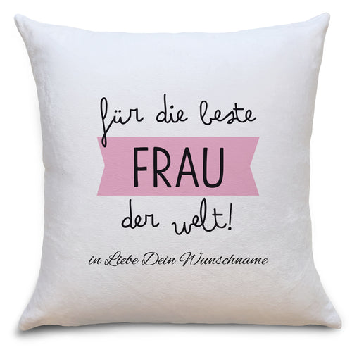 Auf diesem Bild ist folgendes zu sehen: Kissen Beste Frau als Geschenke Geschenkideen zu Geburtstag  Weihnachten  von OWLBOOK