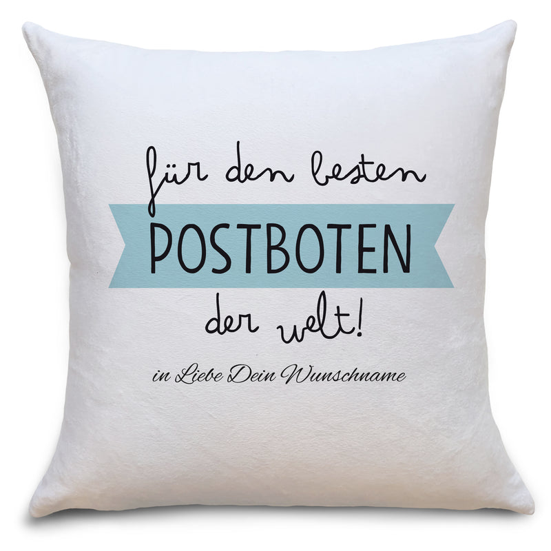 Auf diesem Bild ist folgendes zu sehen: Kissen Bester Postbote als Geschenke Geschenkideen zu Geburtstag Jubiläum Weihnachten  von OWLBOOK