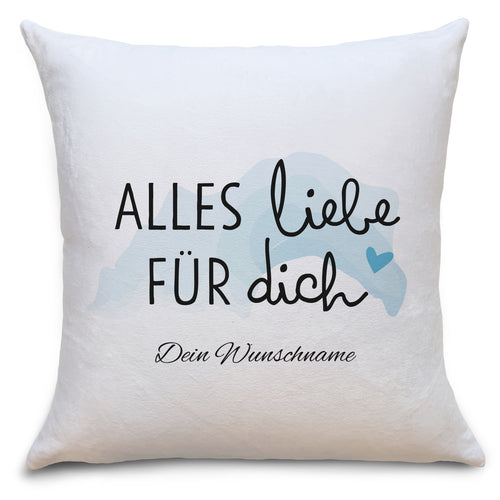 Auf diesem Bild ist folgendes zu sehen: Kissen Alles liebe als Geschenke Geschenkideen zu Geburtstag Danksagung Glückwünsche Weihnachten von OWLBOOK