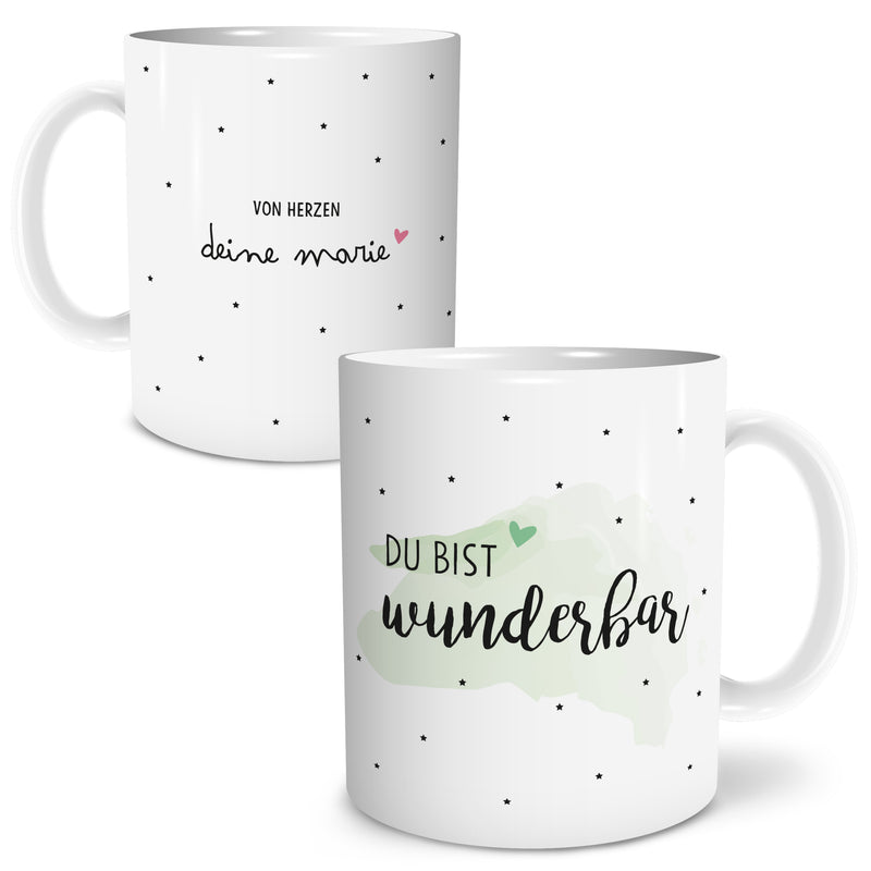 Auf diesem Bild ist folgendes zu sehen: Tasse Du bist wunderbar als Geschenke Geschenkideen zu Geburtstag Danksagung  Weihnachten von OWLBOOK