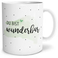 Auf diesem Bild ist folgendes zu sehen: Tasse Du bist wunderbar als Geschenke Geschenkideen zu Geburtstag Danksagung  Hochzeitstag von OWLBOOK