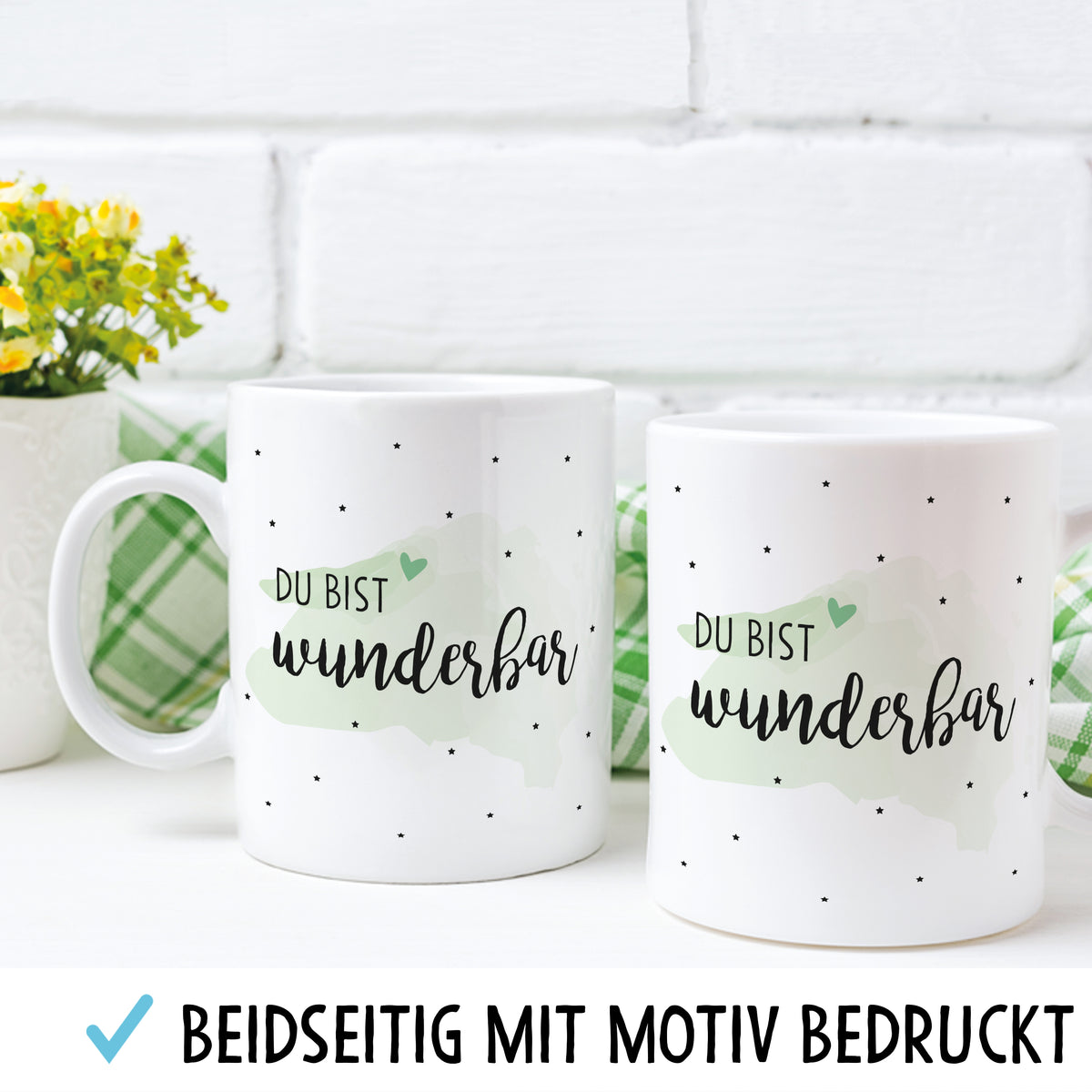 Auf diesem Bild ist folgendes zu sehen: Tasse Du bist wunderbar als Geschenke Geschenkideen zu Geburtstag Danksagung  Hochzeitstag von OWLBOOK