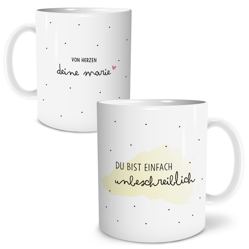 Auf diesem Bild ist folgendes zu sehen: Tasse Du bist unbeschreiblich als Geschenke Geschenkideen zu Geburtstag Danksagung  Weihnachten von OWLBOOK